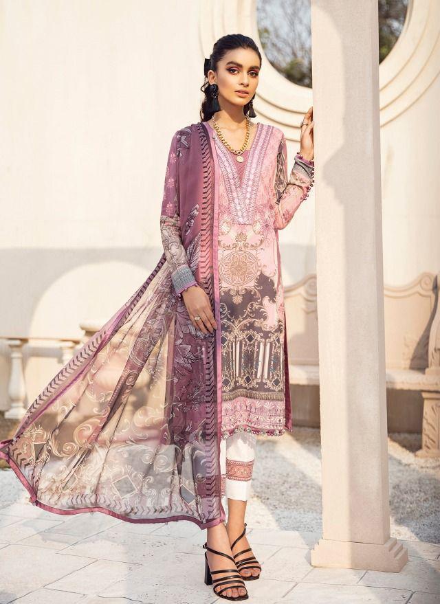 Printed Karachi Pink Dress Material Salwar Suit for Ladies - Stilento