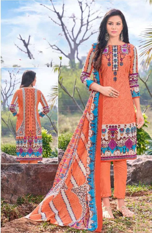 Printed Lawn Cotton Purple Pakistani Dress Material for Ladies
