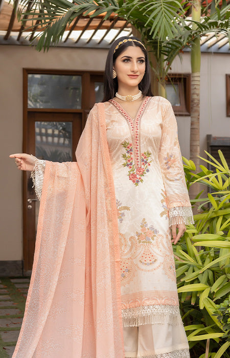 Printed Lawn with Embroidered Neckline Unstiched Pakistani Suit