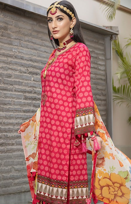 Printed Lawn with Embroidered Neckline Unstiched Pakistani Suit - Stilento