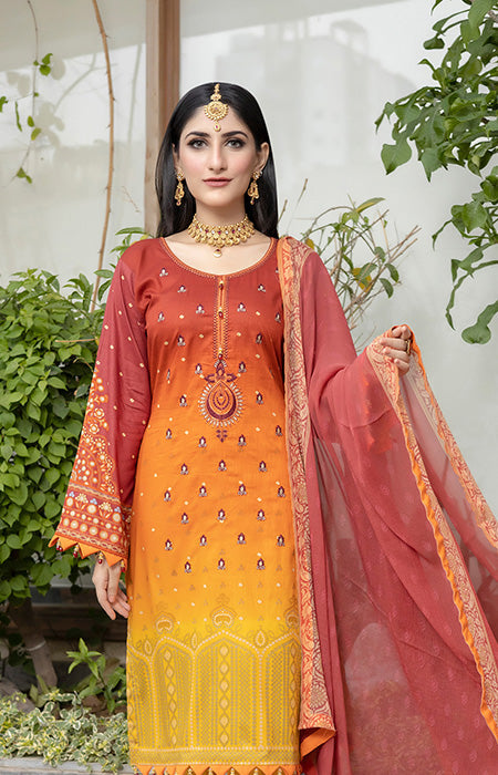 Printed Lawn with Embroidered Neckline Unstiched Pakistani Suit