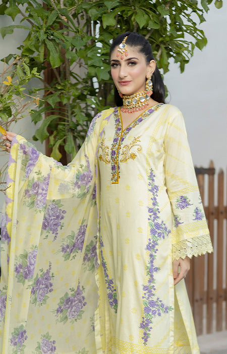 Printed Lawn with Embroidered Neckline Unstiched Pakistani Suit