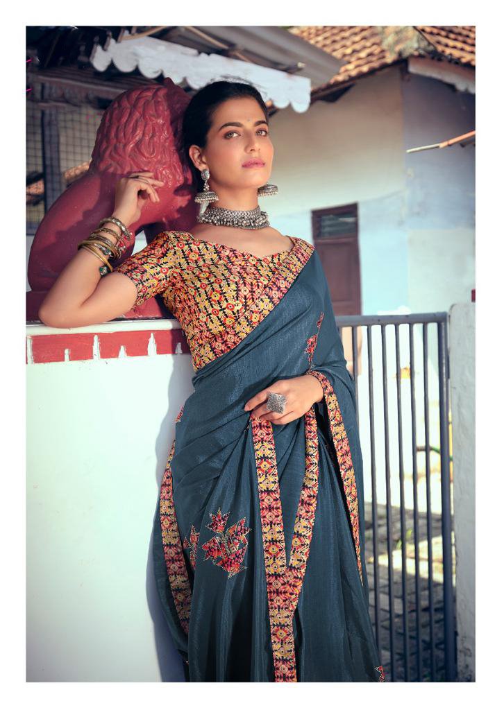 Pure Chiffon Printed Saree with Designer Blouse - Stilento