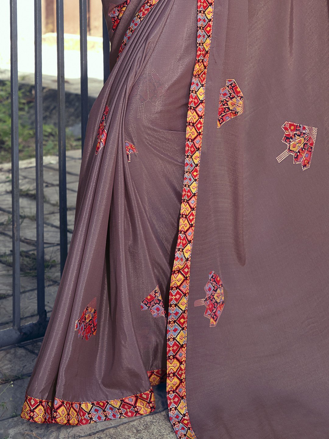 Pure Chiffon Saree With Gold Print and Designer Blouse - Stilento