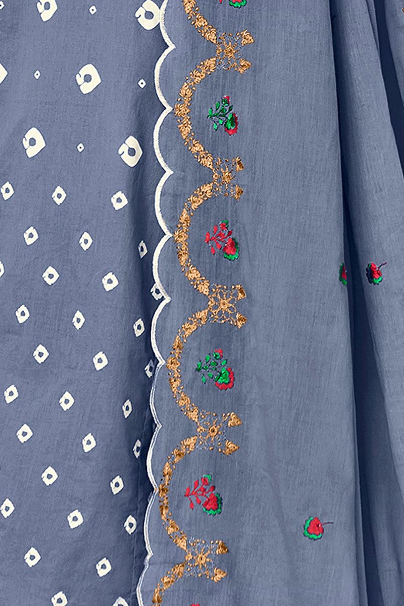 Pure Cotton Blue Unstitched Printed Salwar Suit Material - Stilento