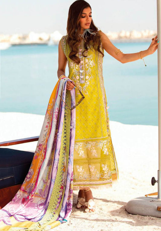 Pure Cotton Green Unstitched Pakistani Suit For Ladies