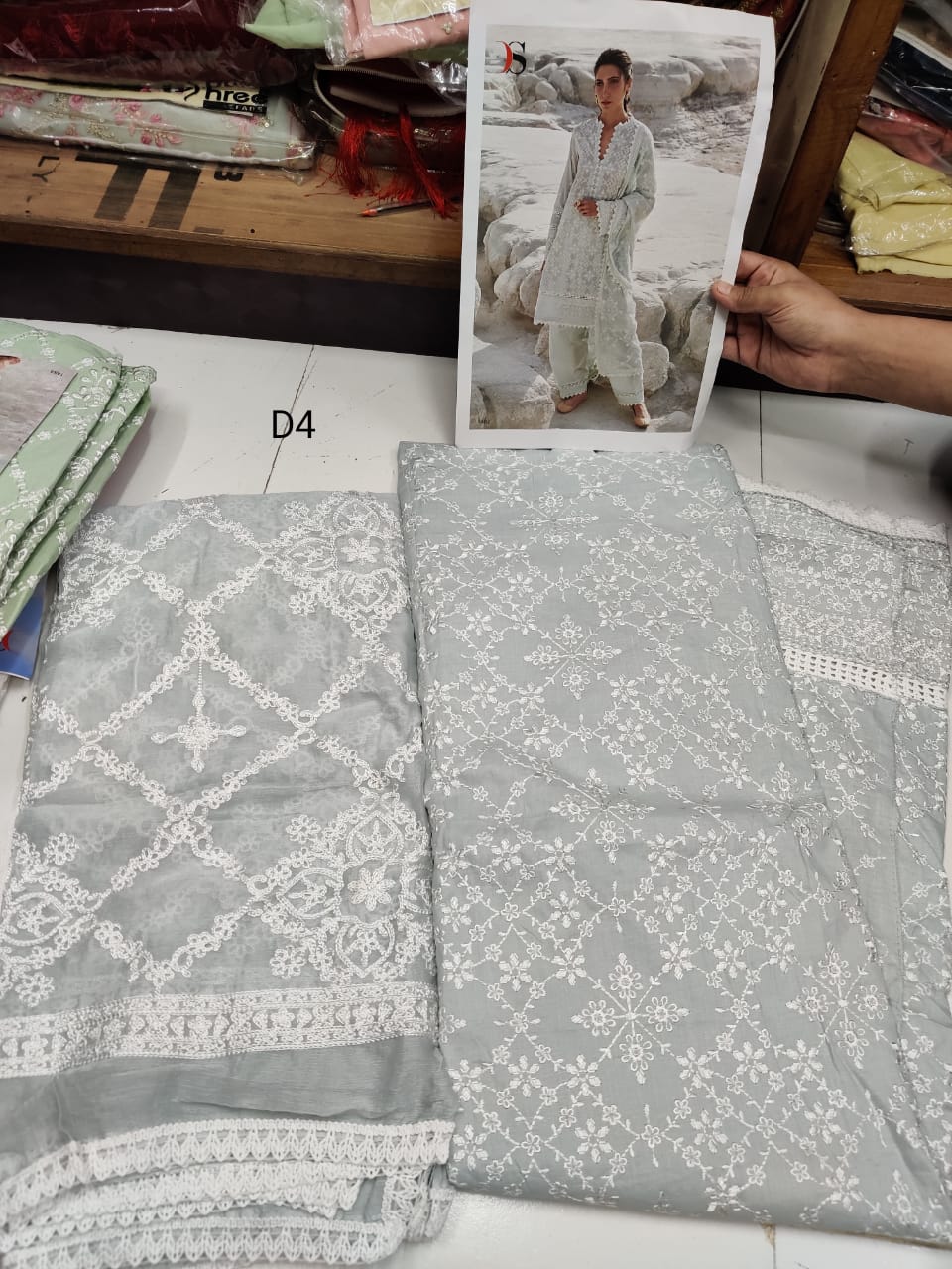 Pure Cotton Grey Pakistani Salwar Suits with Embroidery - Stilento