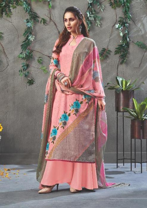 Pure Cotton Pink Printed Summer Fashion Dress Material for women