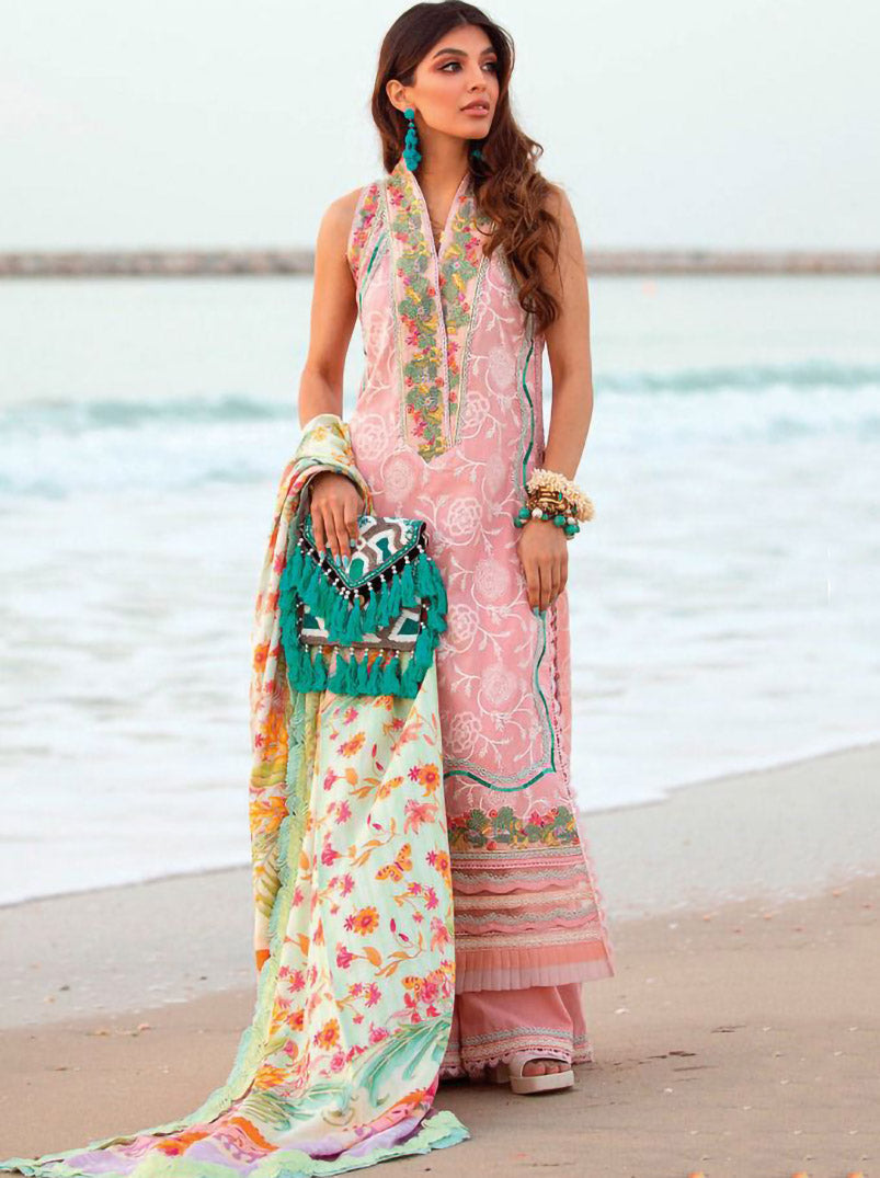 Pure Cotton Pink Unstitched Pakistani Suit For Ladies - Stilento