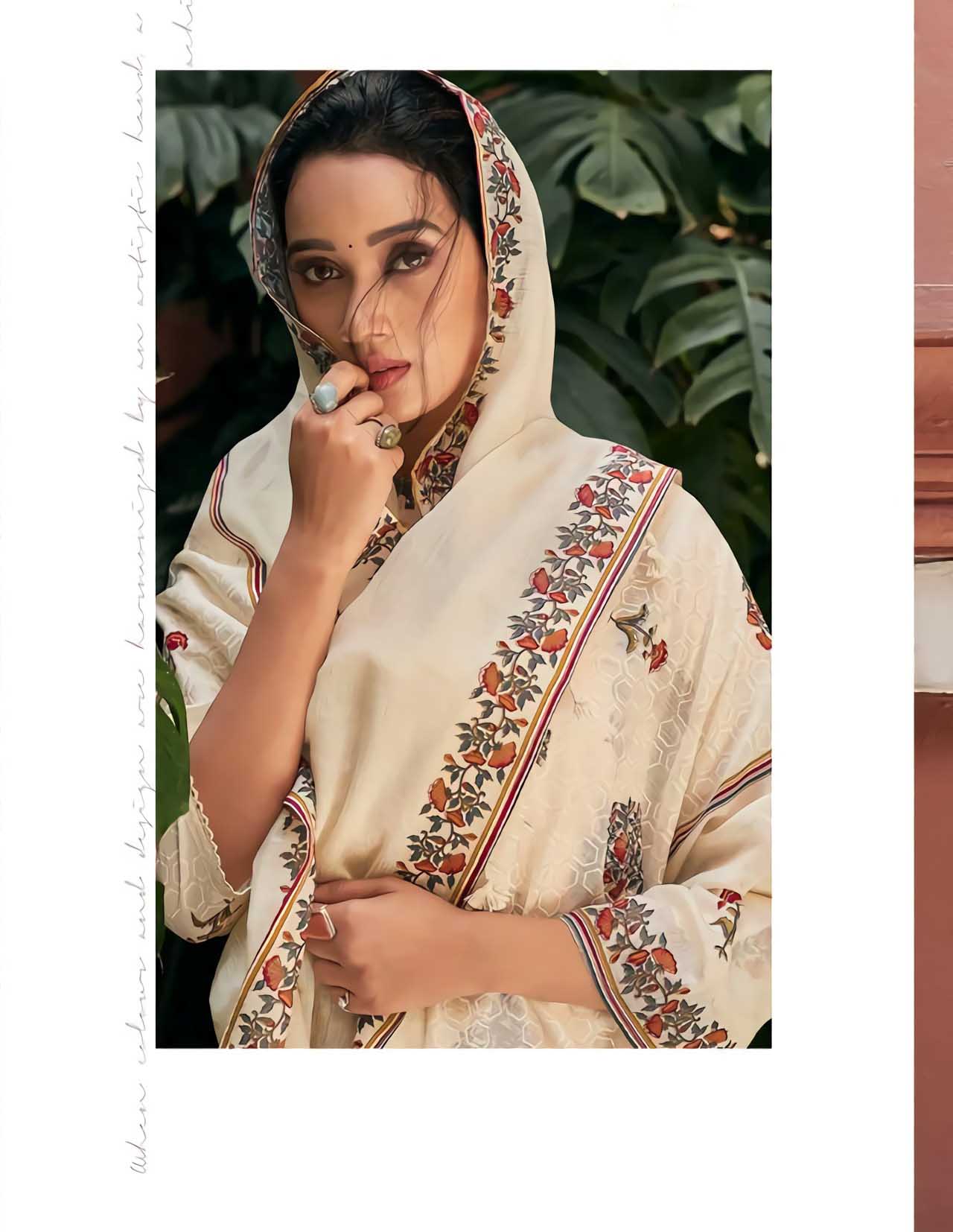 Pure Cotton Unstitched Beige Salwar Kameez Suit Set With Khadi Print - Stilento