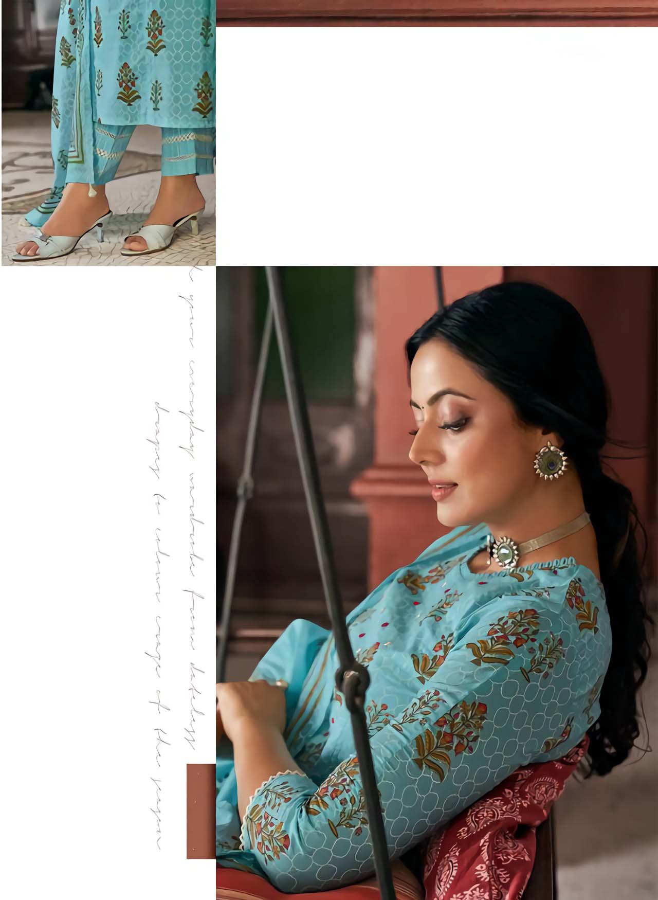 Pure Cotton Unstitched Blue Salwar Kameez Suit Set With Khadi Print - Stilento