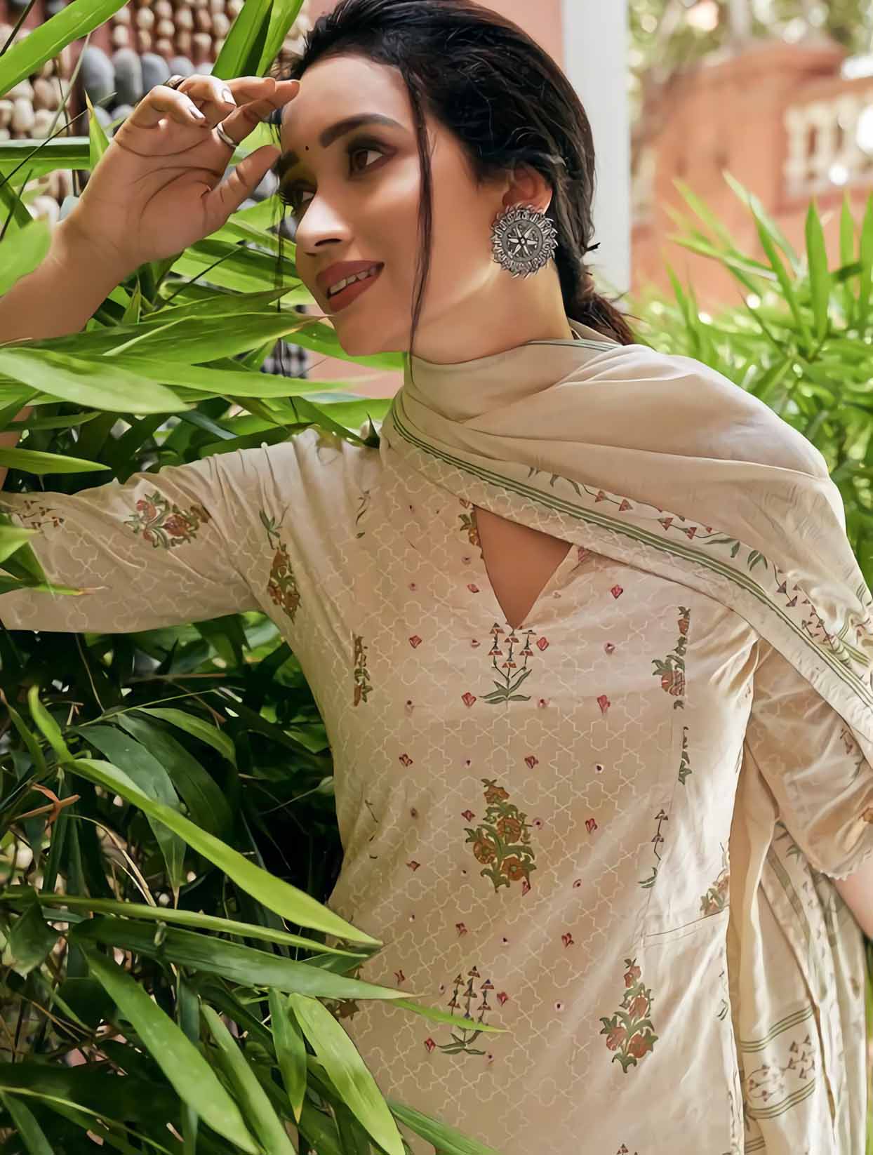 Pure Cotton Unstitched Brown Salwar Kameez Suit Set With Khadi Print - Stilento