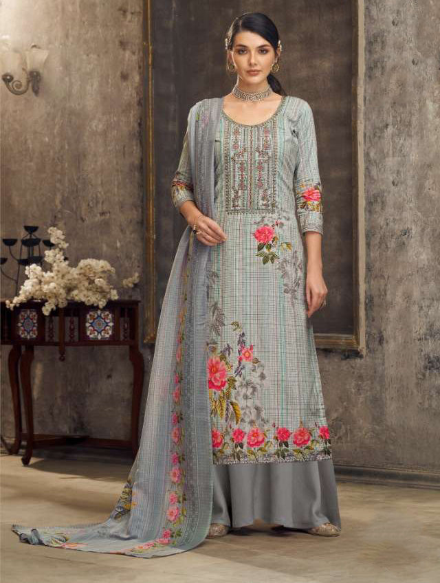 Pure Cotton Unstitched Printed Suit Set With Embroidery Dress Material