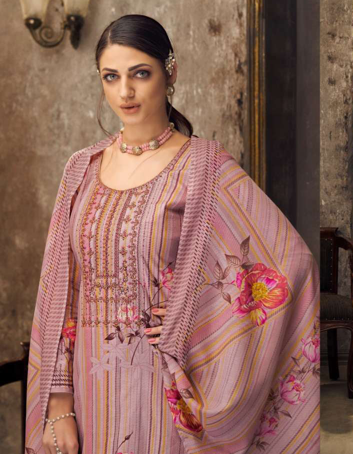 Pure Cotton Unstitched Suit Set Dress Material With Embroidery - Stilento