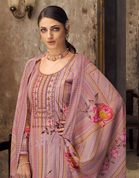Pure Cotton Unstitched Suit Set Dress Material With Embroidery