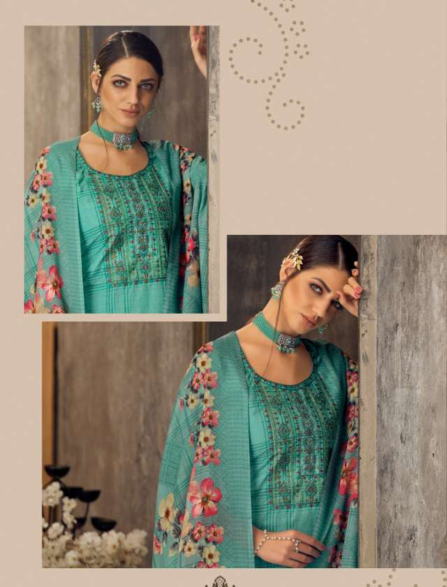 Pure Cotton Unstitched Suit Set Dress Material With Embroidery - Stilento