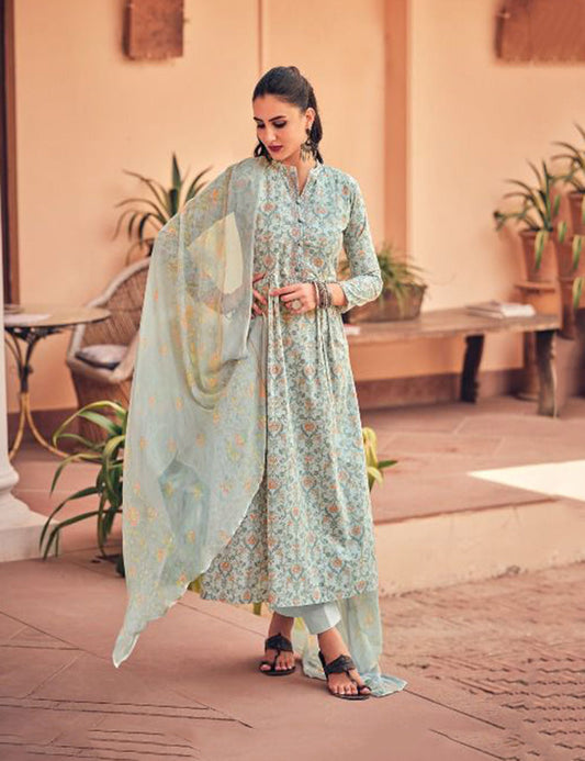 Pure Cotton Unstitched Suit With Chiffon Dupatta