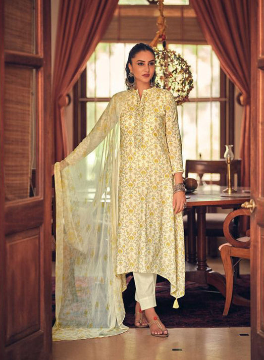 Pure Cotton Unstitched Suit With Chiffon Dupatta
