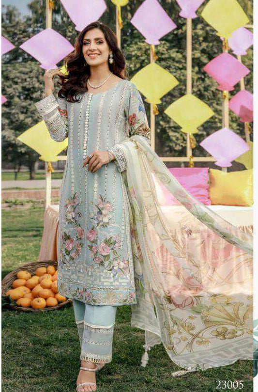 Pure Cotton With Embroidery Unstitched Pakistani Suit Dress Material