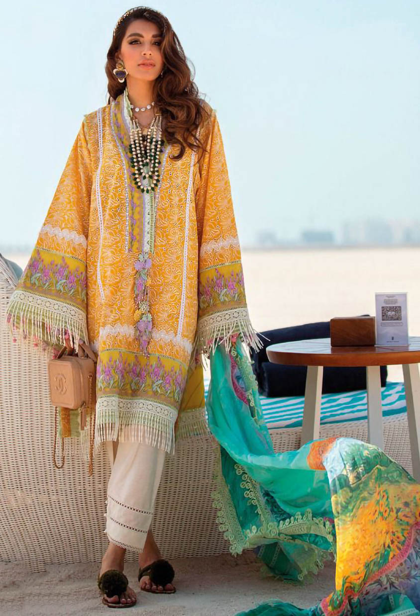 Pure Cotton Yellow Unstitched Pakistani Suit For Ladies - Stilento