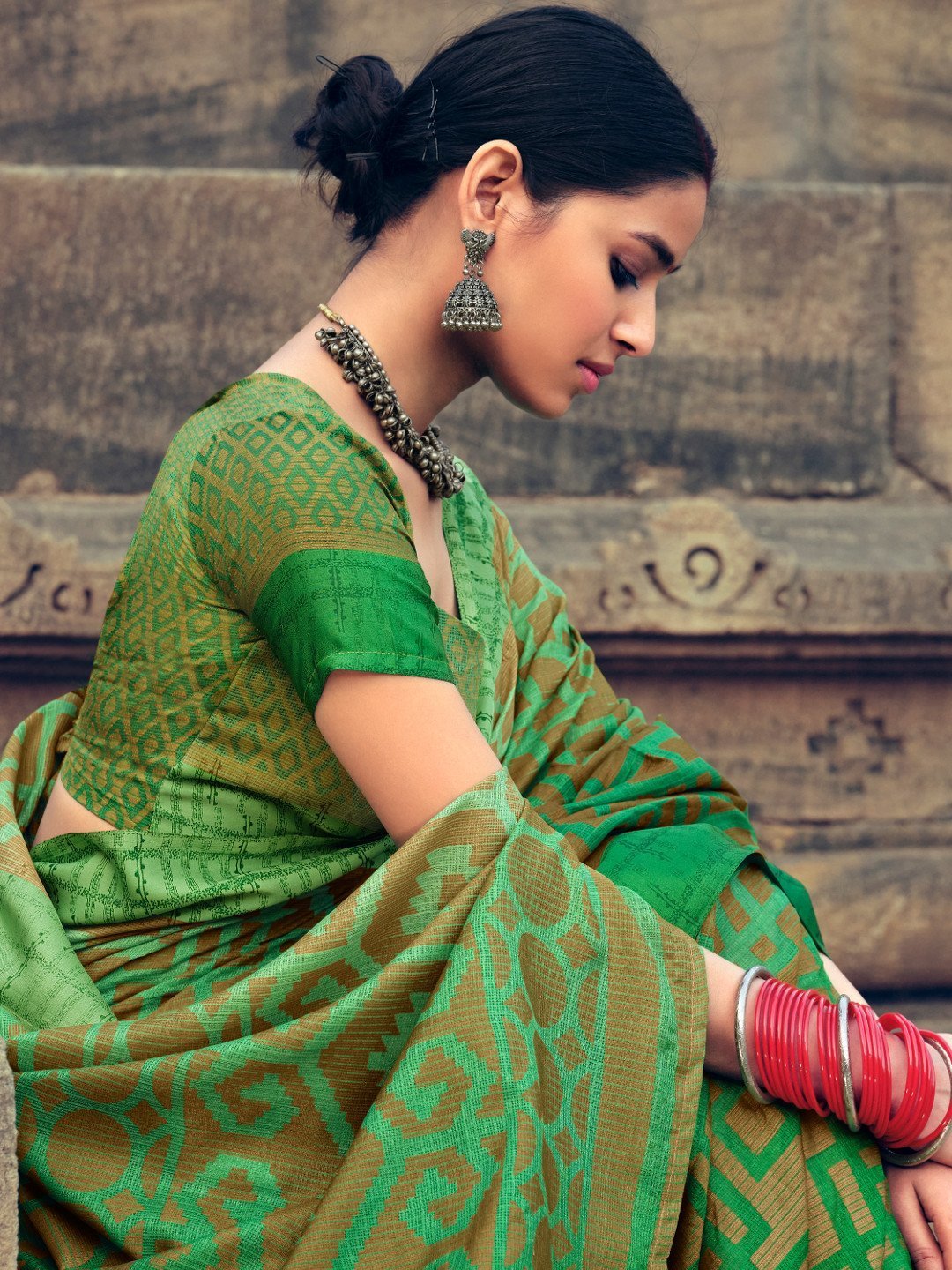 Pure Kota Silk Designer Green Women Saree - Stilento
