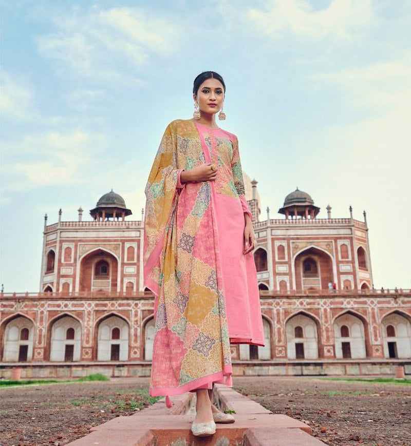 Pure Lawn Cotton Pink Unstitched Party Wear Salwar Suits - Stilento