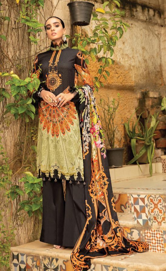 Pure Lawn Digital Style Printed Black Karachi Dress Material