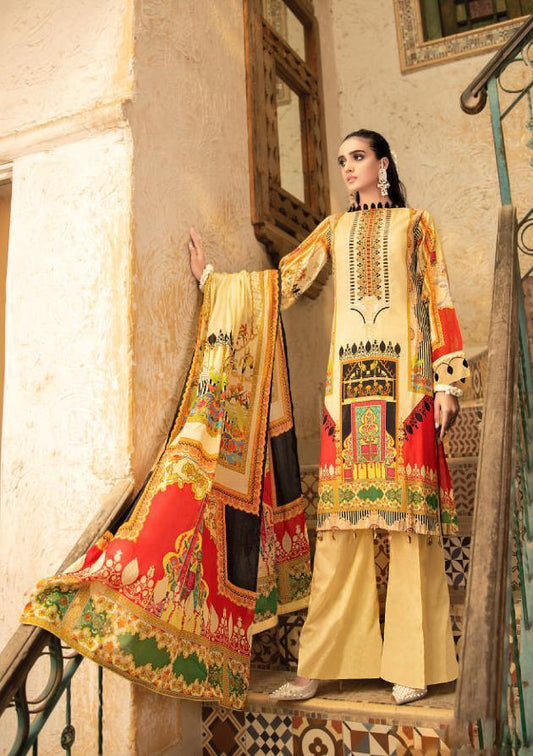 Pure Lawn Digital Style Printed Yellow Karachi Dress Material