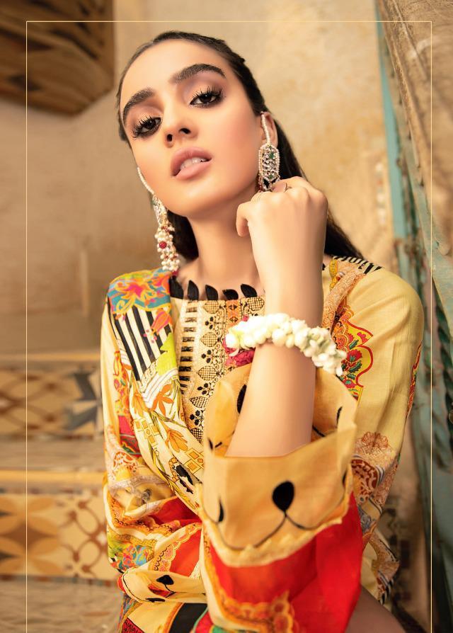 Pure Lawn Digital Style Printed Yellow Karachi Dress Material - Stilento