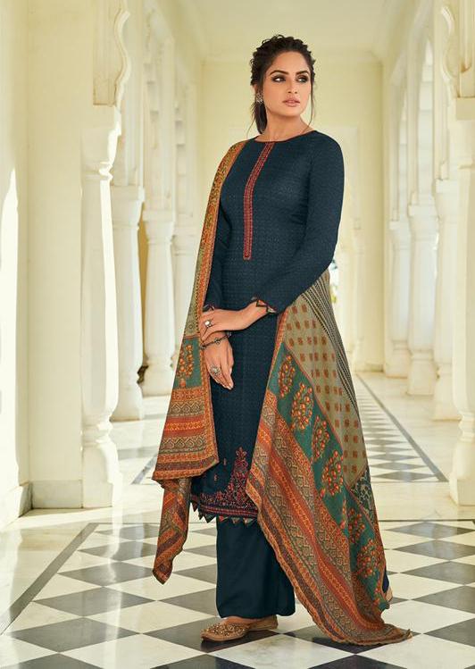 Pure Pashmina Salwar suit Dress Material for Woman with Embroidery - Stilento