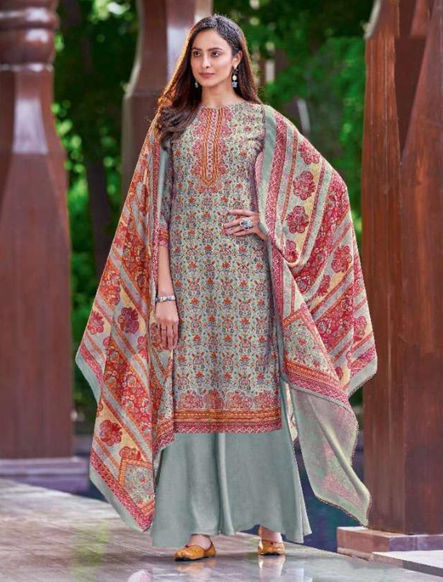 Pure Wool Pashmina Winter Unstitched Suits with Shawl Dupatta - Stilento