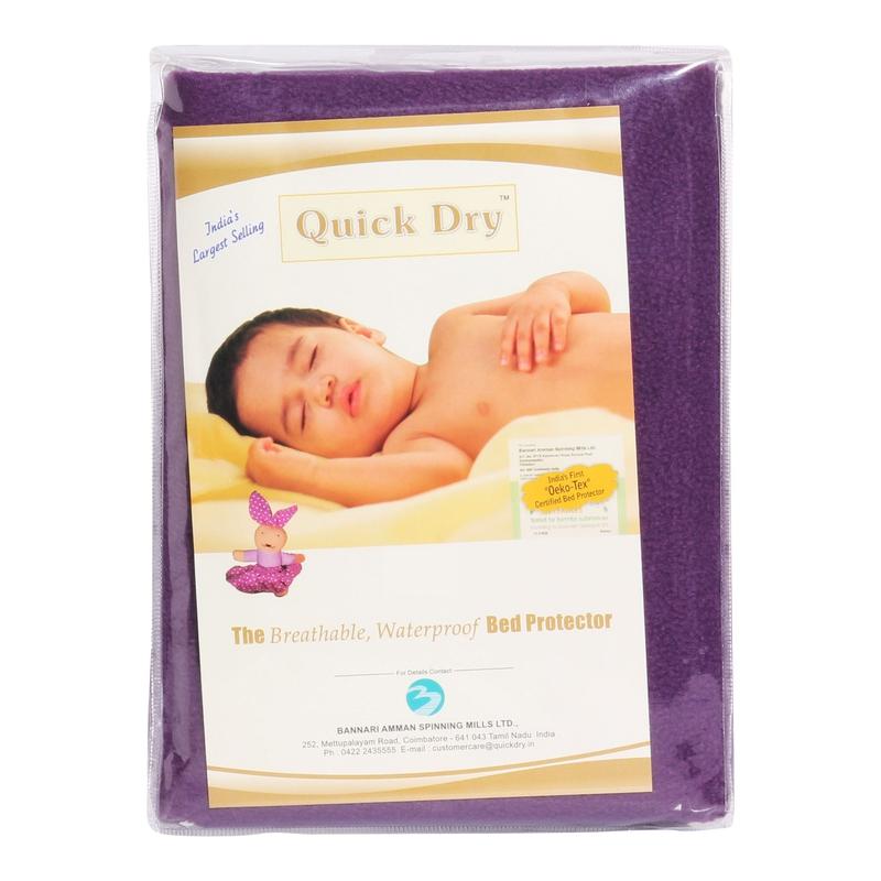 Quick Dry Baby Mat Bed Protector Waterproof Sheet Plum, Double Bed