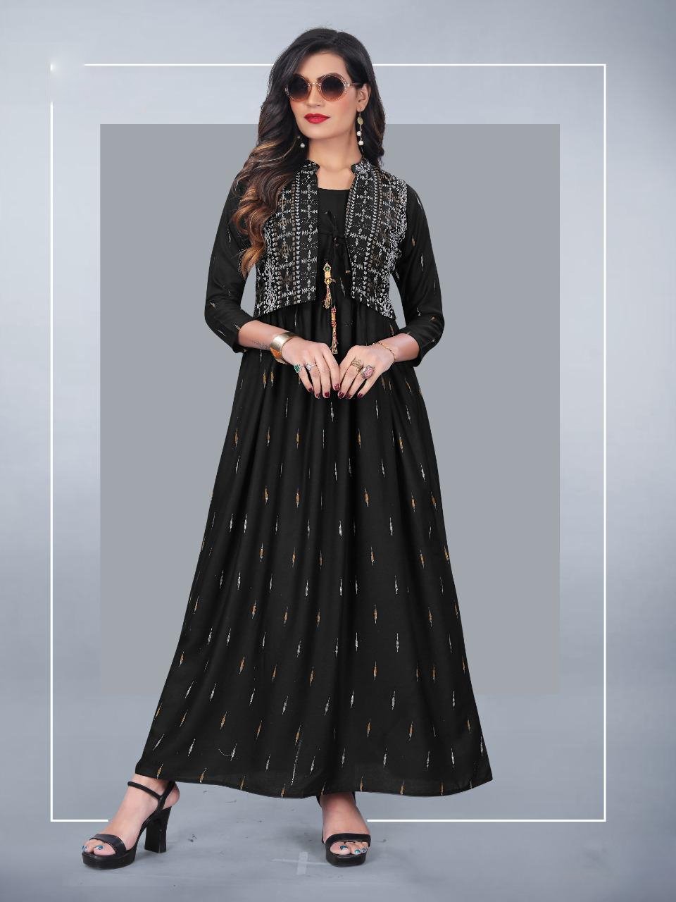 Rayon Black Women's Kurtis With Koti Set