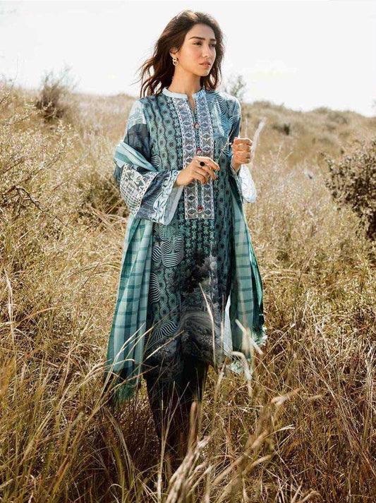 Rosemeen Pakistani Cambric Cotton Suit Material With Dupatta