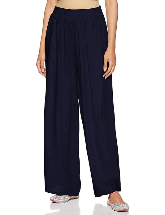 Rupa Dark Blue Palazzo Pants for Woman - Stilento