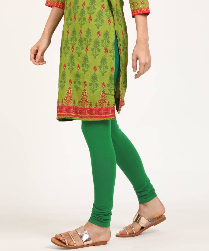 Pure Cotton Soft Churidar Leggings for Women & Girls Green Lime Colour