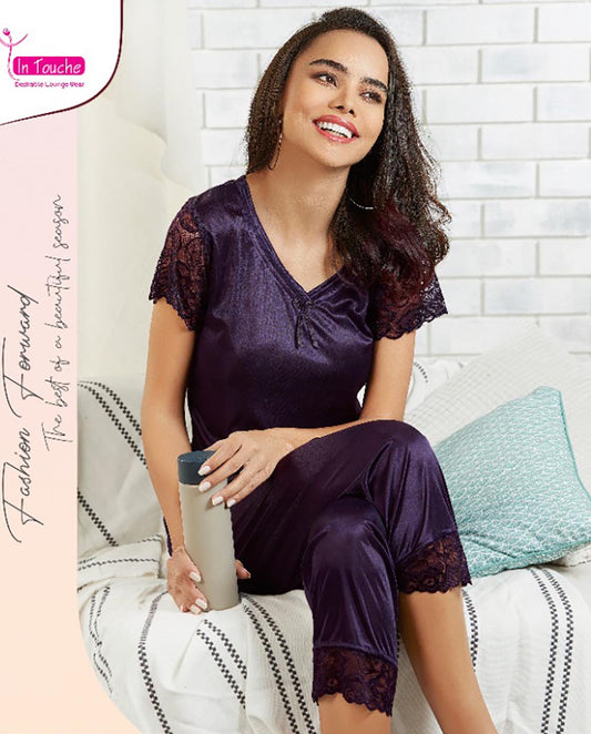 Satin Night Suits Set Nightwear for Woman - Stilento