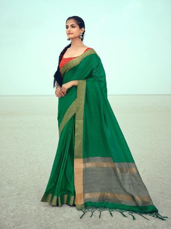 Silk Fancy Party Wear Latest Woman Green Saree Online - Stilento