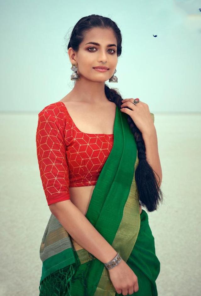 Silk Fancy Party Wear Latest Woman Green Saree Online