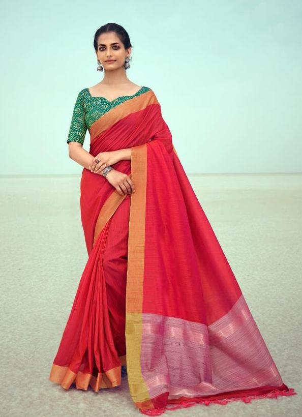 Silk Fancy Party Wear Latest Woman Red Saree Online
