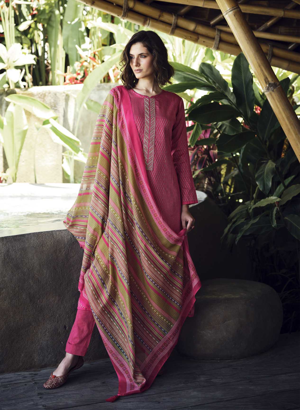 Pure Jam Silk with Embroidery Unstitched Ladies Pink Suits Dress Materials - Stilento