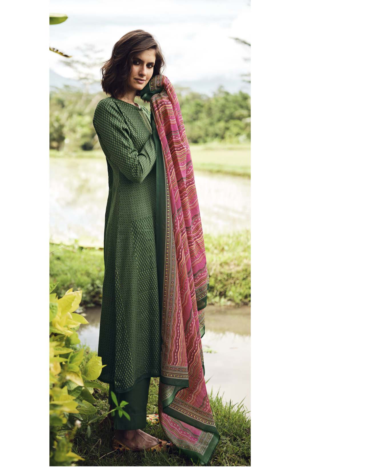 Pure Jam Silk with Embroidery Unstitched Ladies Green Suits Dress Materials - Stilento