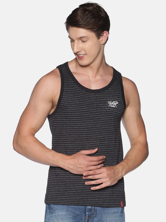 Sleeveless Black Sando Vest Tank Top for Men - Stilento
