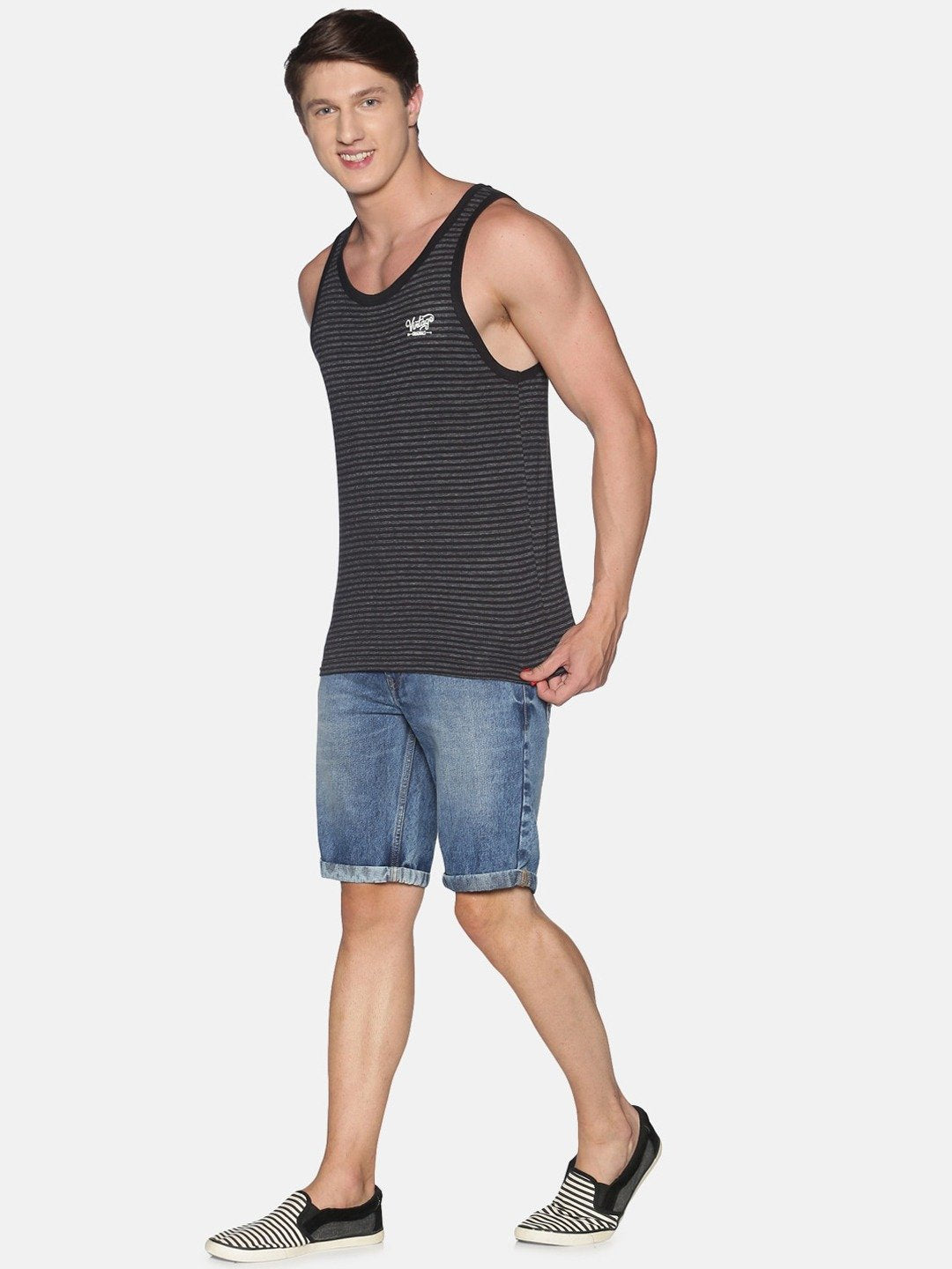 Sleeveless Black Sando Vest Tank Top for Men - Main Image