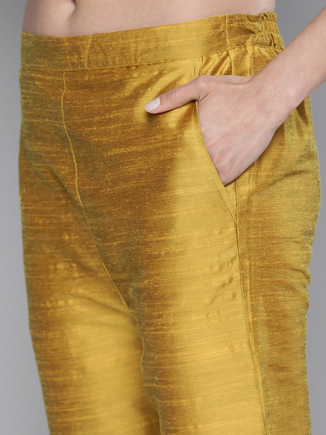 South Cotton Golden Kurta Set With Pants For Women - Stilento