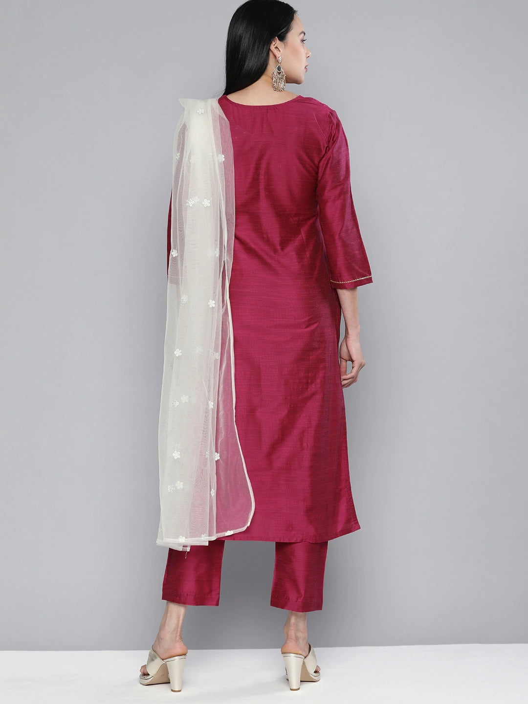South Cotton Kurta Set With Pants and Dupatta For Women