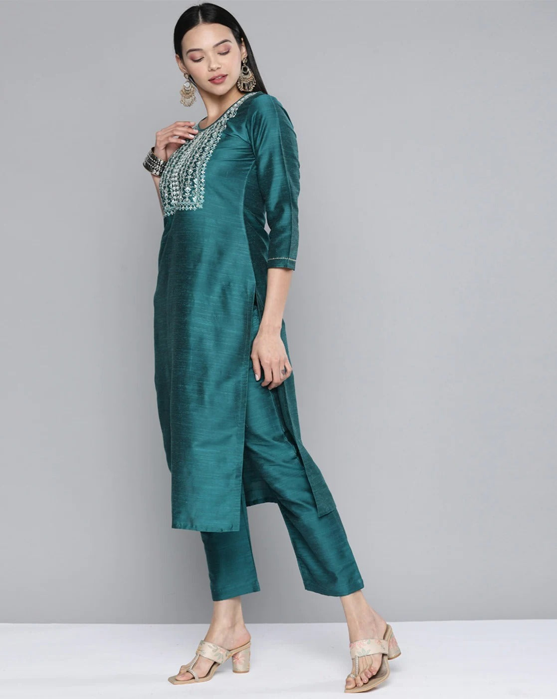 South Cotton Kurta Set With Pants For Women