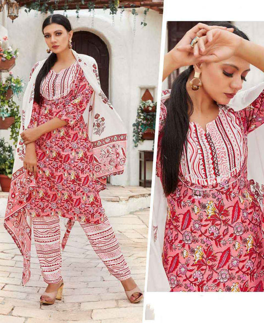 Stitched Readymade Pink Rayon Salwar Suits for Ladies - Stilento