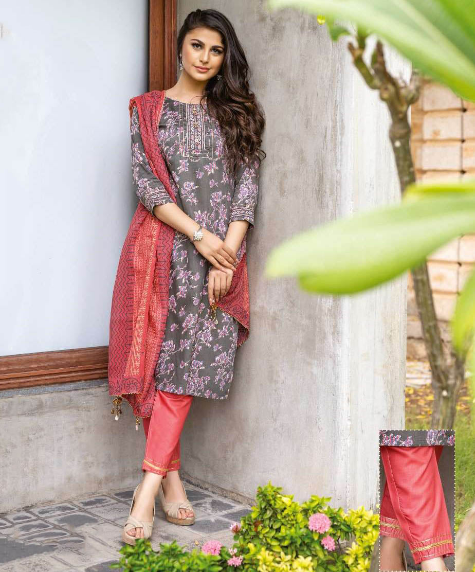 Stitched Readymade Printed Cotton Suit Set for Ladies - Stilento