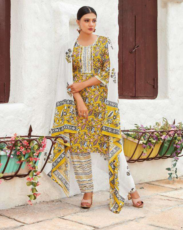 Stitched Readymade Yellow Rayon Salwar Suits for Ladies - Stilento